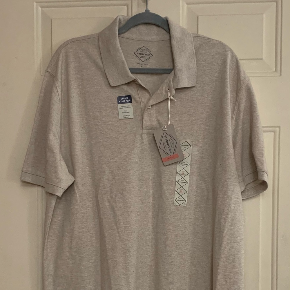 St. John's Bay Cream Polo Soft Textured Shirt